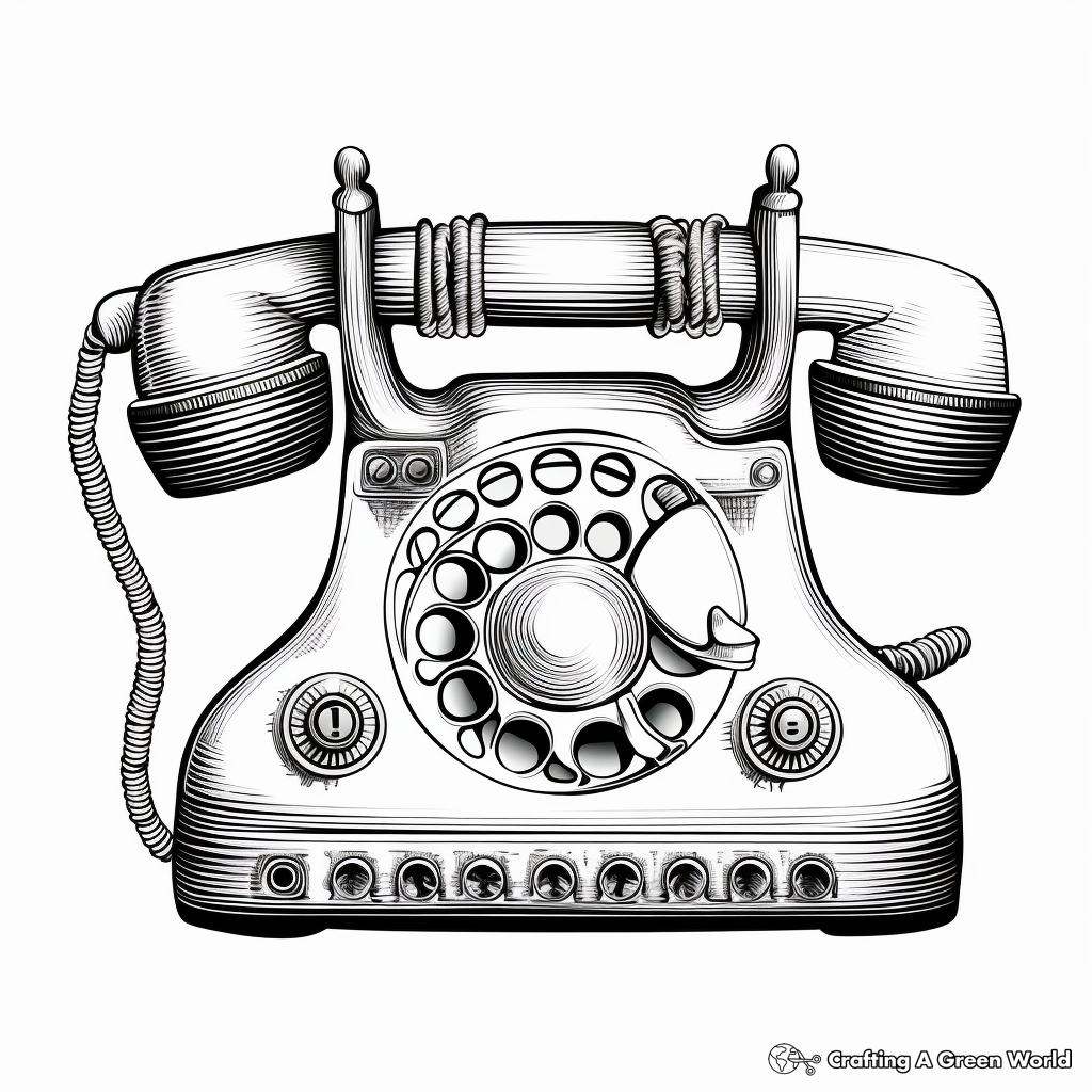 Detailed Vintage Telephone Coloring Pages 3