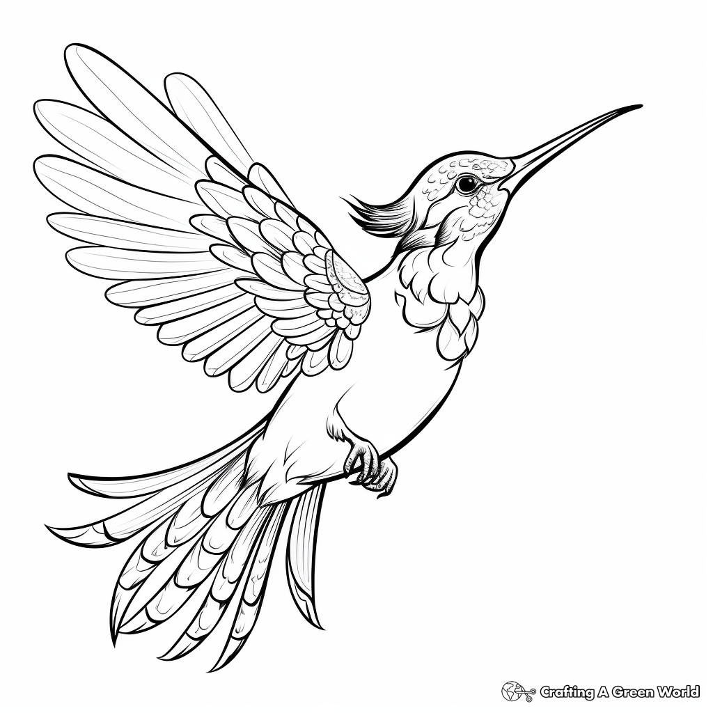 Detailed Violet-Crowned Adult Hummingbird Coloring Pages 3