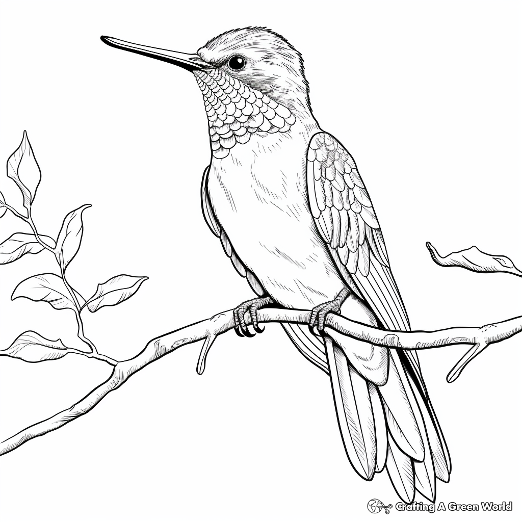 Detailed Violet-Crowned Adult Hummingbird Coloring Pages 4