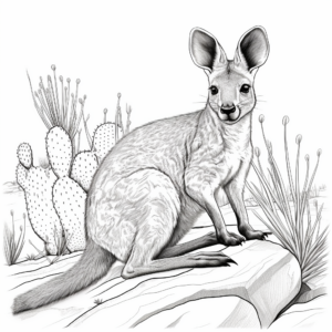 Detailed Wallaby in the Outback Coloring Pages 3