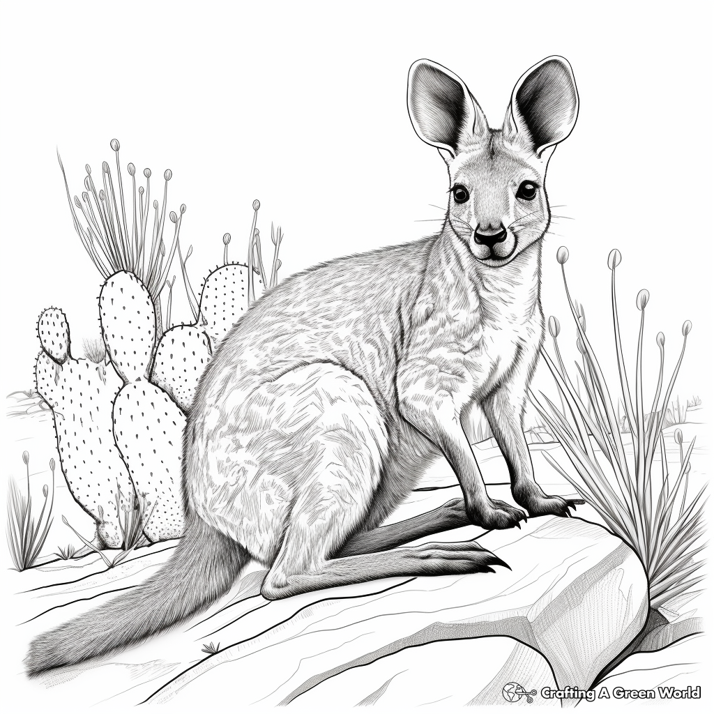 Detailed Wallaby in the Outback Coloring Pages 3