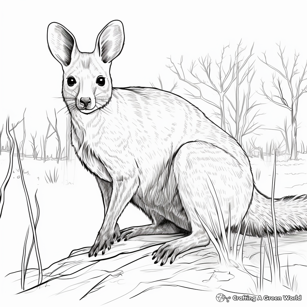 Detailed Wallaby in the Outback Coloring Pages 4