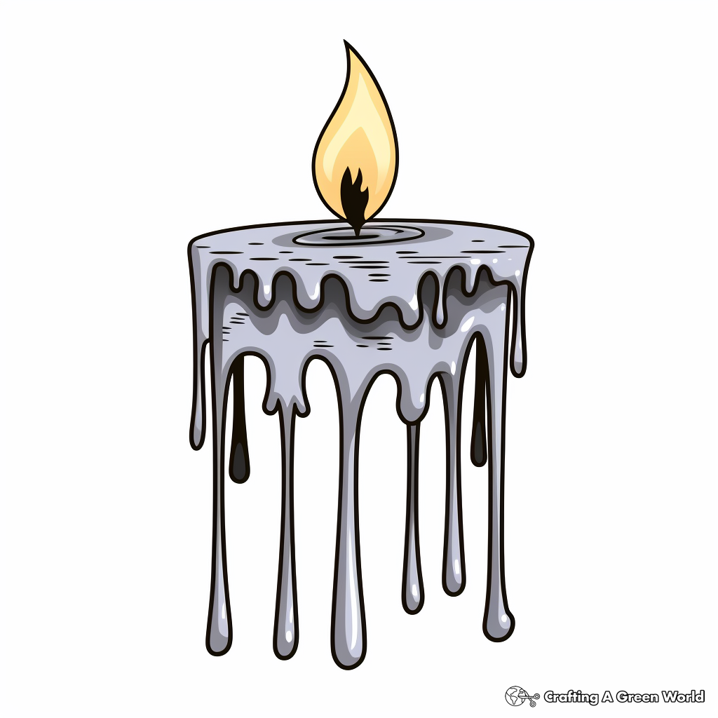 Detailed Wax Dripping from Candle Coloring Pages 2