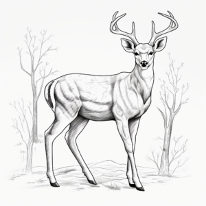Detailed White Tailed Deer Coloring Sheets for Adults 1