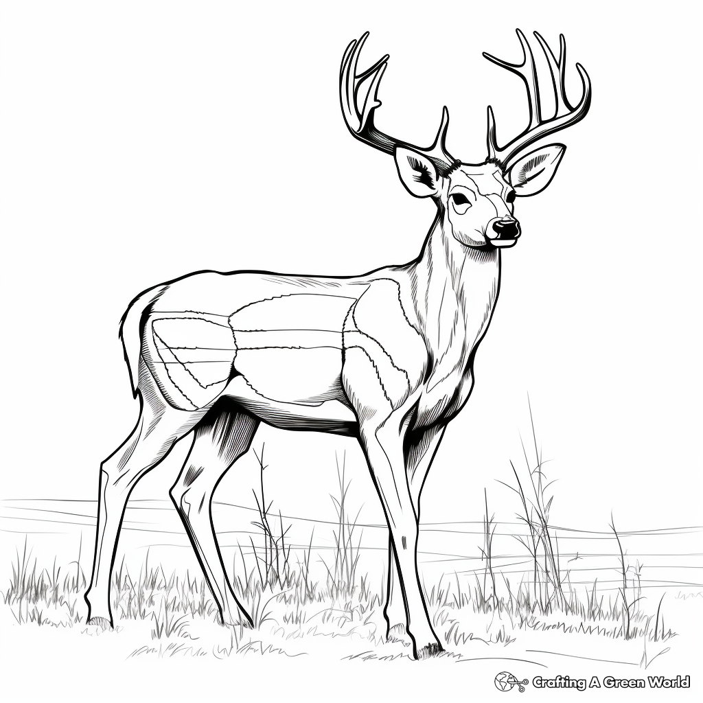 Detailed White Tailed Deer Coloring Sheets for Adults 2