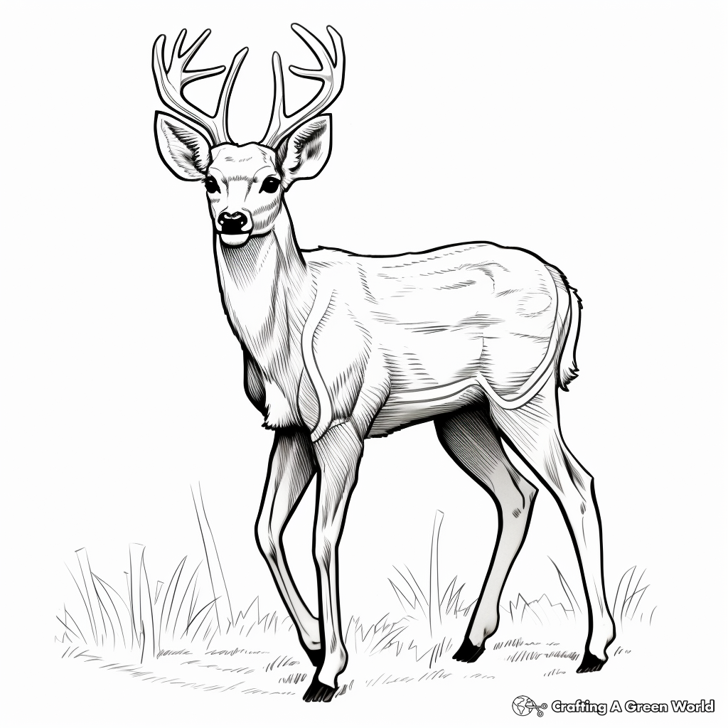 Detailed White Tailed Deer Coloring Sheets for Adults 3