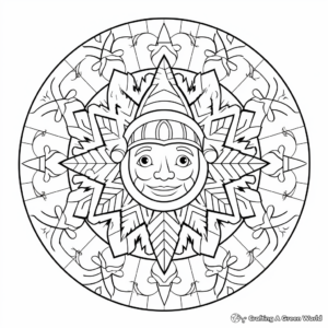 Detailed Winter Mandala Coloring Pages for Adults 3