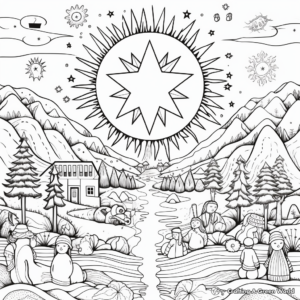 Detailed Winter Solstice Celebration Coloring Pages for Adults 1