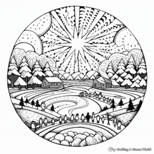 Detailed Winter Solstice Celebration Coloring Pages for Adults 2