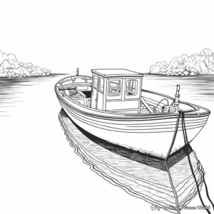 Detailed Wooden Rowboat Coloring Pages for Adults 1