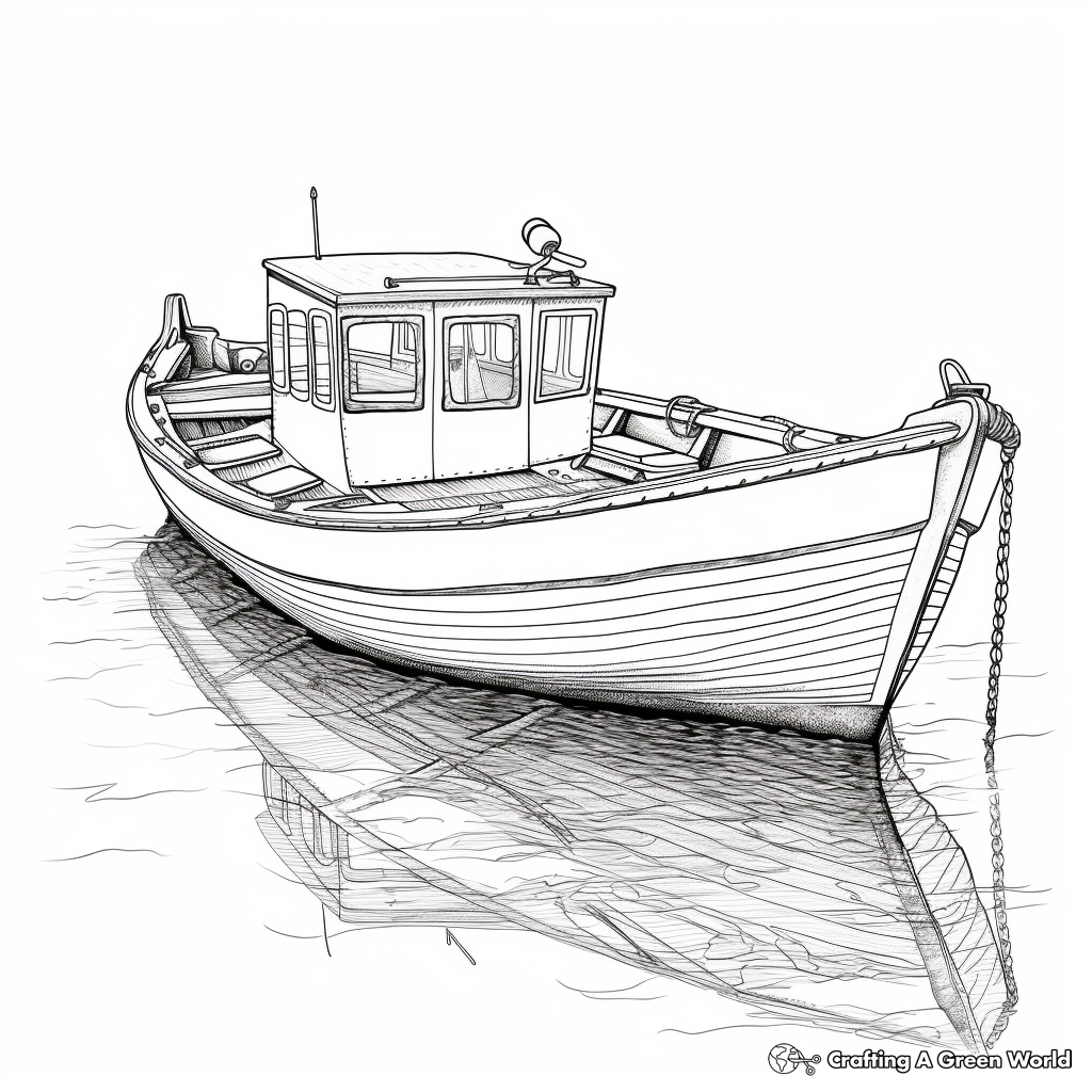 Detailed Wooden Rowboat Coloring Pages for Adults 2