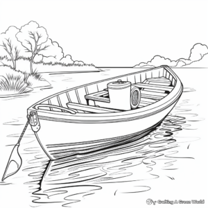 Detailed Wooden Rowboat Coloring Pages for Adults 3
