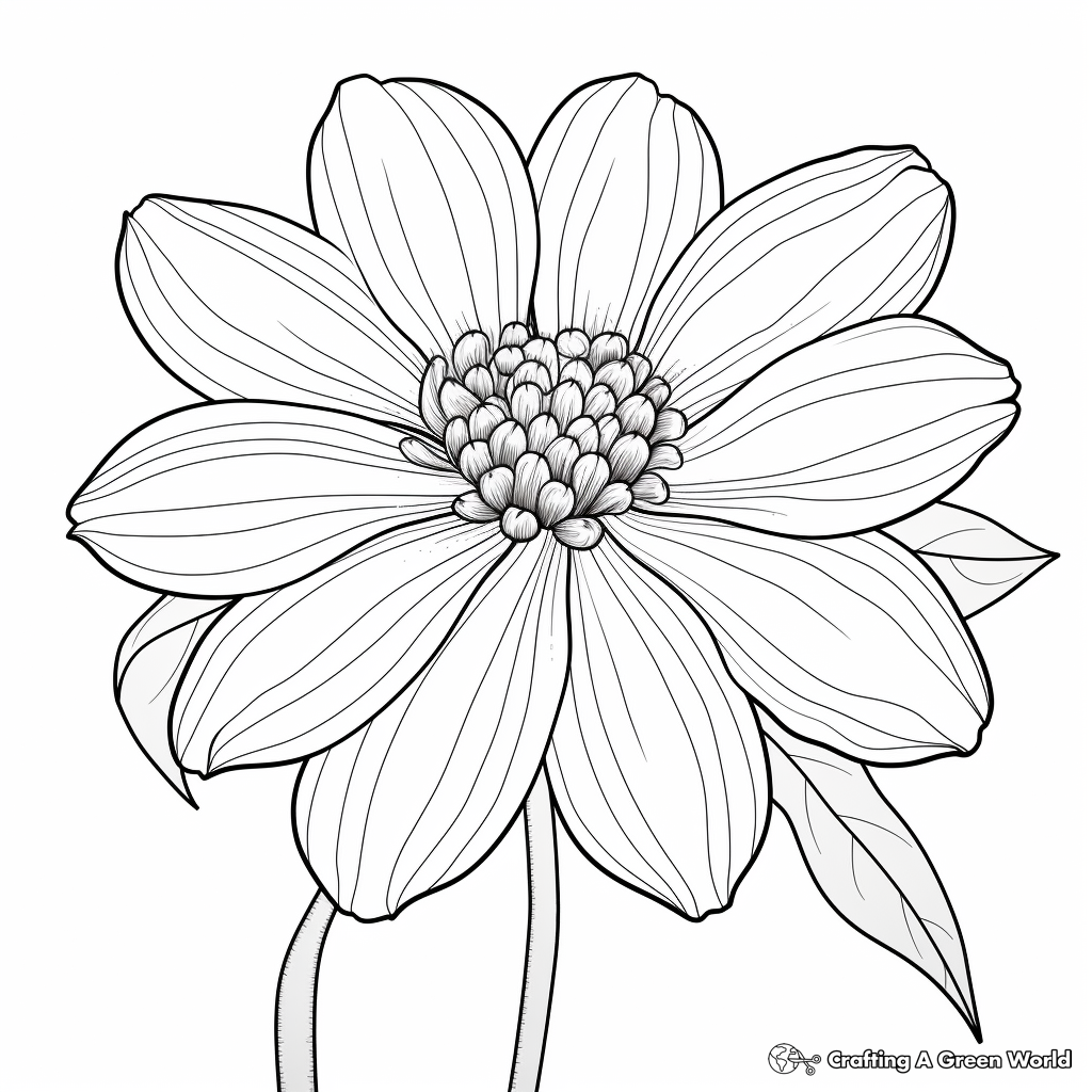 Detailed Zinnia Petals Coloring Pages for Adults 1