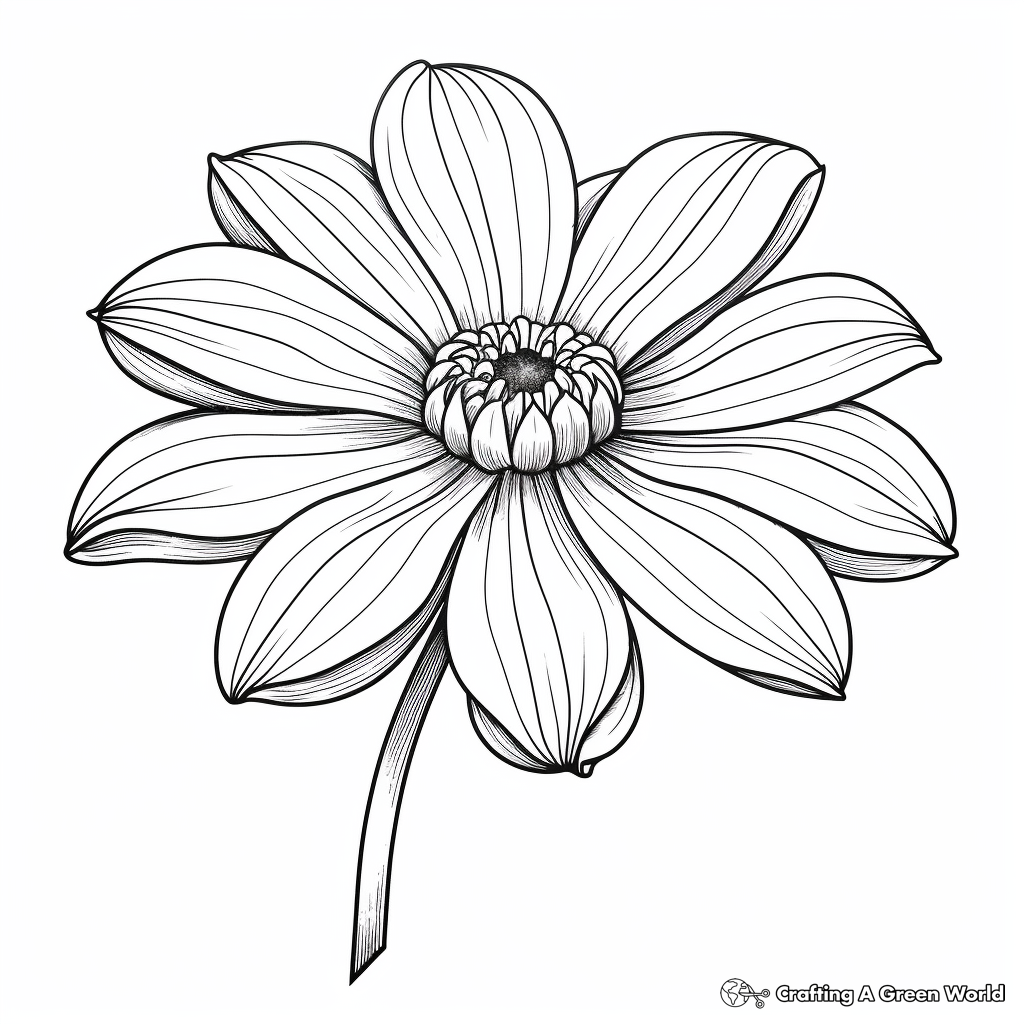 Detailed Zinnia Petals Coloring Pages for Adults 2