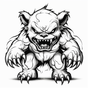 Detailed Zombie Bear Coloring Pages for Adults 1