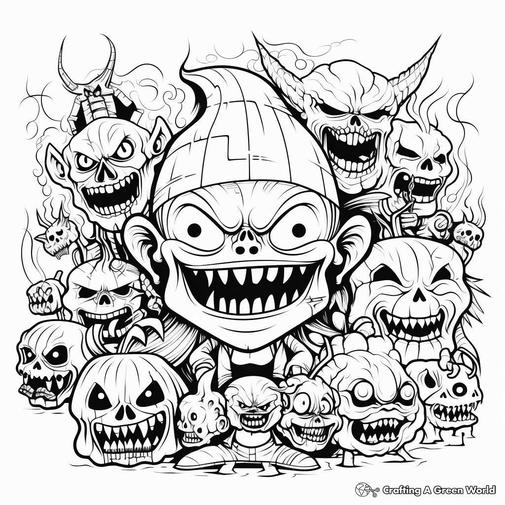 Diabolical Demons Adult Halloween Coloring Pages 2
