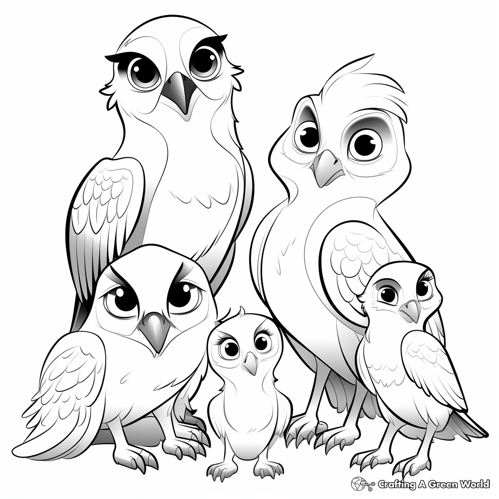Different Species of Falcons: Educational Coloring Pages 1