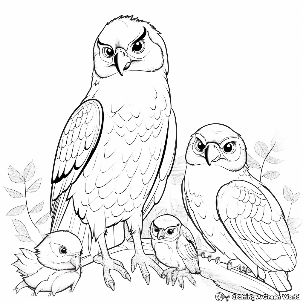 Different Species of Falcons: Educational Coloring Pages 3