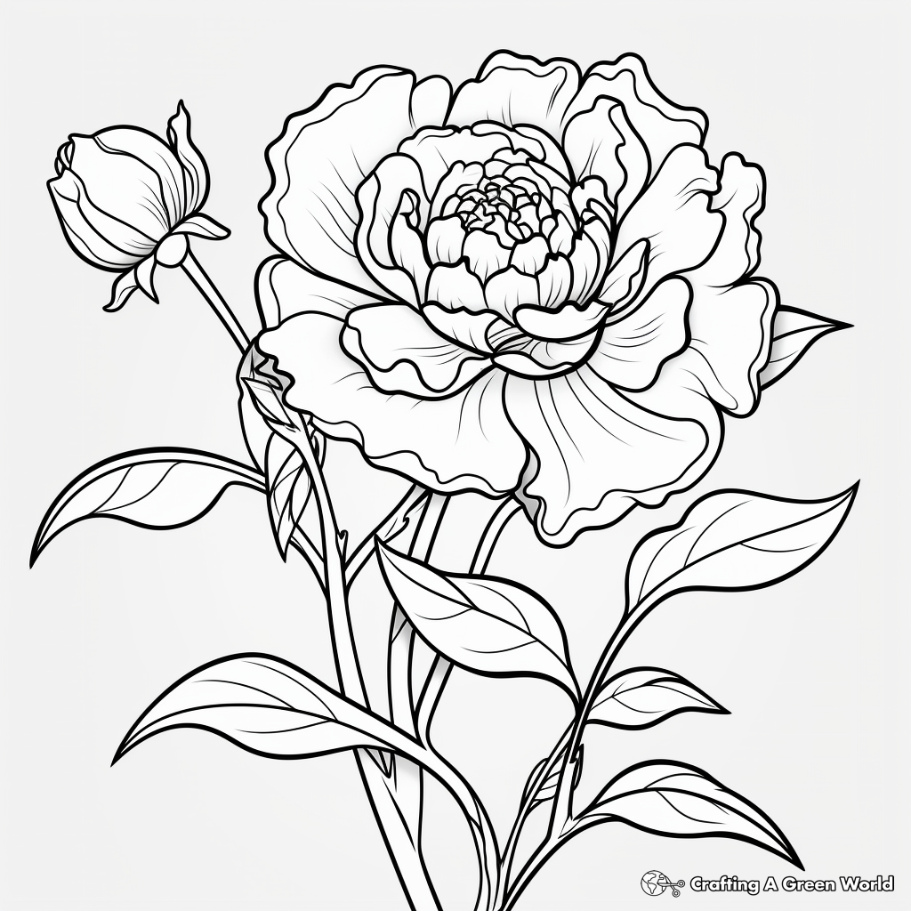 Digital Art Peony Coloring Pages for Adults 1