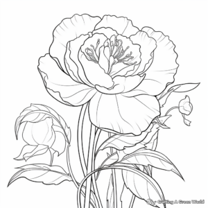 Digital Art Peony Coloring Pages for Adults 4