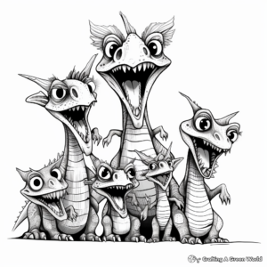 Dilophosaurus Family Coloring Pages: Parents and Babies 4