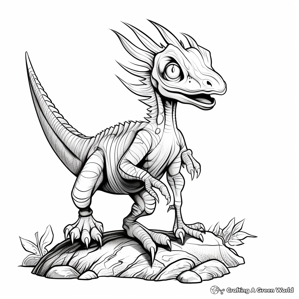 Dilophosaurus Fossil Coloring Pages for Aspiring Paleontologists 1