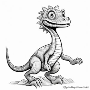 Dilophosaurus Fossil Coloring Pages for Aspiring Paleontologists 3