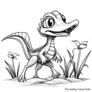 Dimorphodon and Jurassic Plant-life Coloring Pages 3