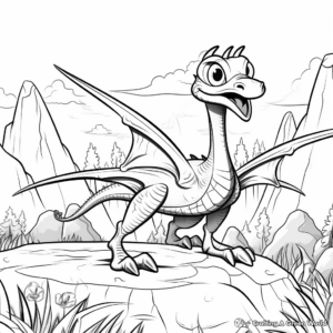 Dimorphodon and Volcano Landscape Coloring Pages 2