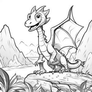 Dimorphodon and Volcano Landscape Coloring Pages 3