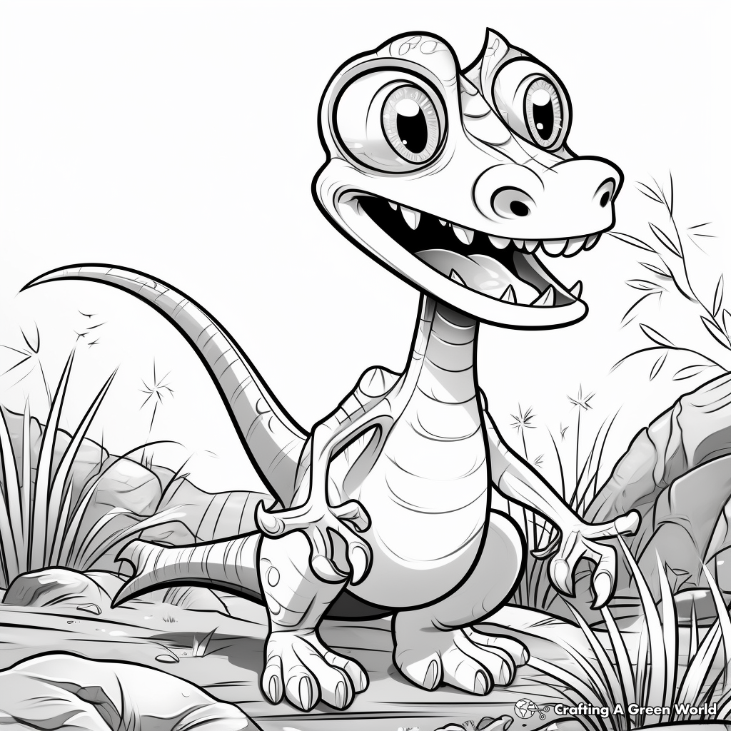Dimorphodon Encounter with T-Rex Coloring Pages 2