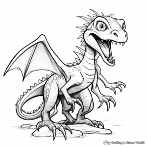 Dimorphodon Encounter with T-Rex Coloring Pages 3