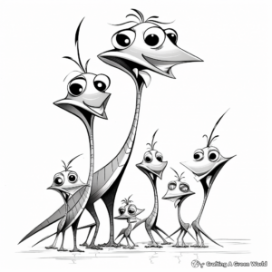 Dimorphodon Family Coloring Pages: Parents and Babies 2