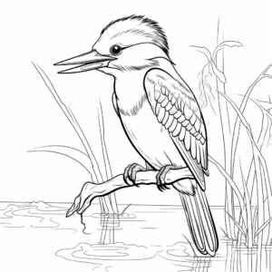 Dining Kingfisher Eating Fish Coloring Page 1