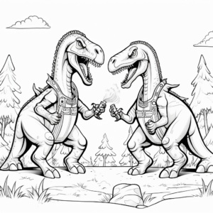 Dino Duel: Camarasaurus vs. Xenotarsosaurus Coloring Pages 1