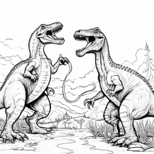 Dino Duel: Camarasaurus vs. Xenotarsosaurus Coloring Pages 4