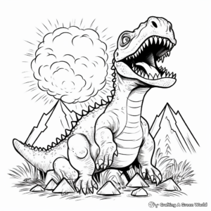 Dino-Infused Volcano Explosion Coloring Pages 2