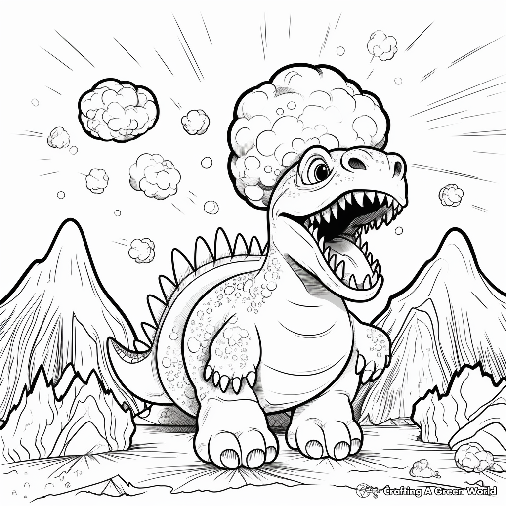 Dino-Infused Volcano Explosion Coloring Pages 3