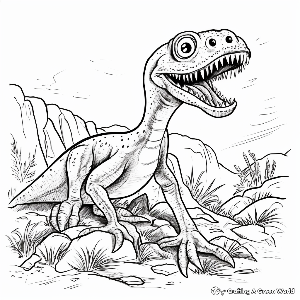 Dinosaur Attack: Compsognathus Coloring Sheets 1