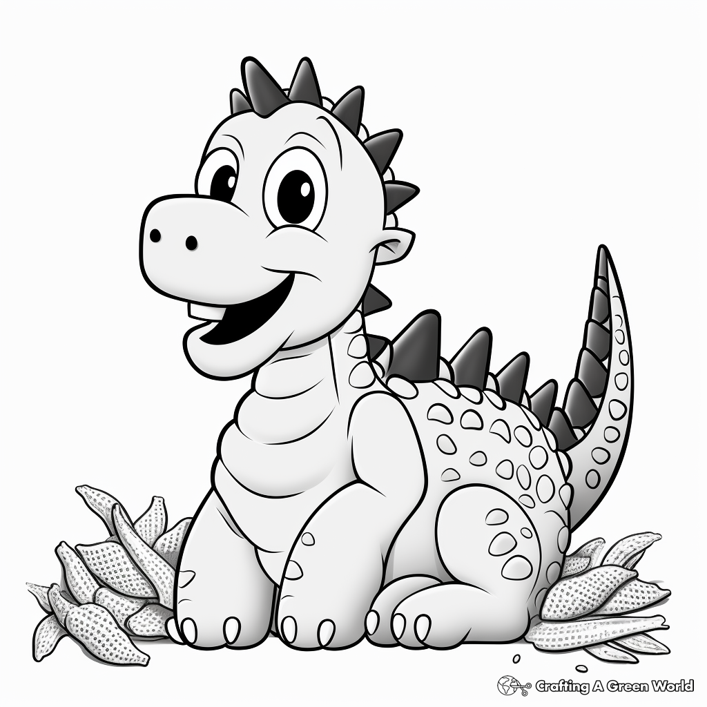 Dinosaur Eating Rainbow Corn Coloring Pages 3