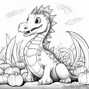Dinosaur Eating Rainbow Corn Coloring Pages 4