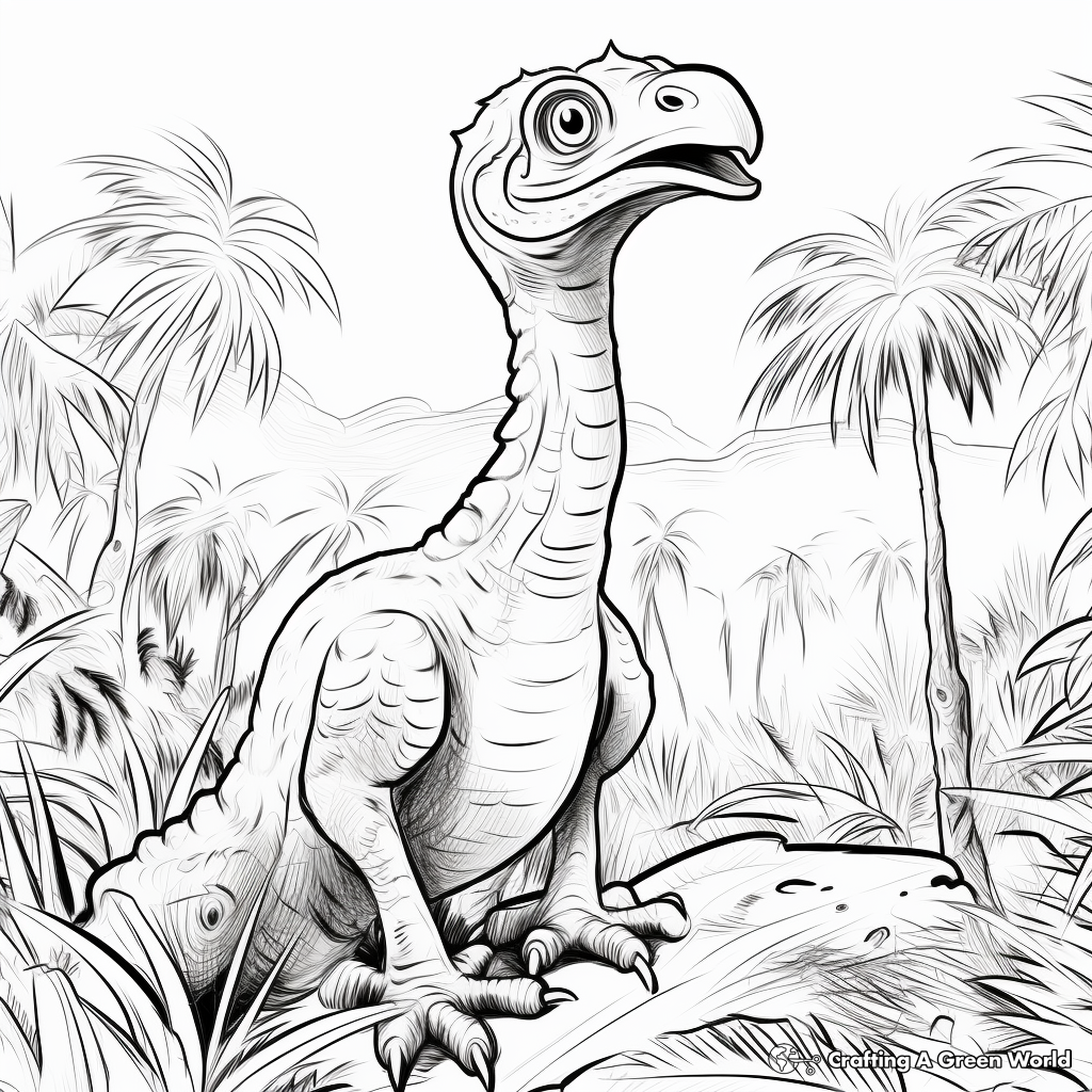 Dinosaur Ecosystem: Velociraptor Habitat Coloring Pages 1