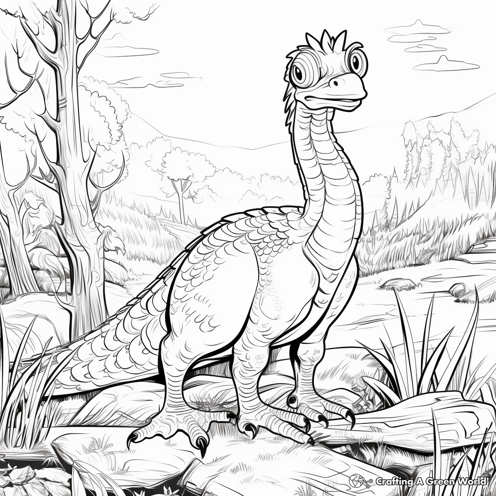 Dinosaur Ecosystem: Velociraptor Habitat Coloring Pages 2