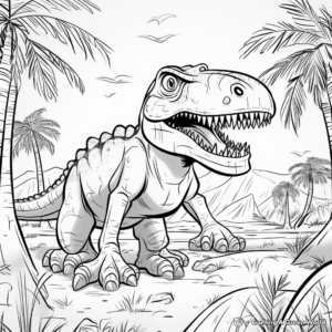 Dinosaur Era: Tarbosaurus Environment Coloring Page 1