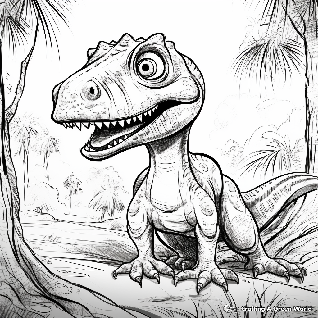 Dinosaur Era: Tarbosaurus Environment Coloring Page 2
