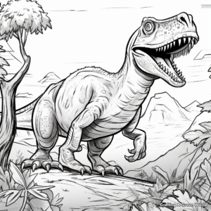 Dinosaur Era: Tarbosaurus Environment Coloring Page 3