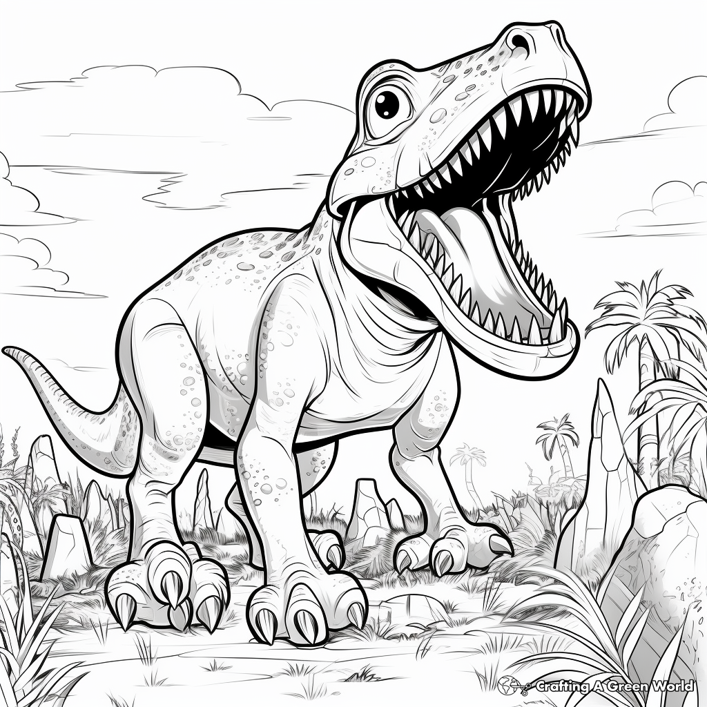 Dinosaur Era: Tarbosaurus Environment Coloring Page 4