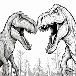 Dinosaur Face Off: Giganotosaurus vs T Rex Coloring Pages 1