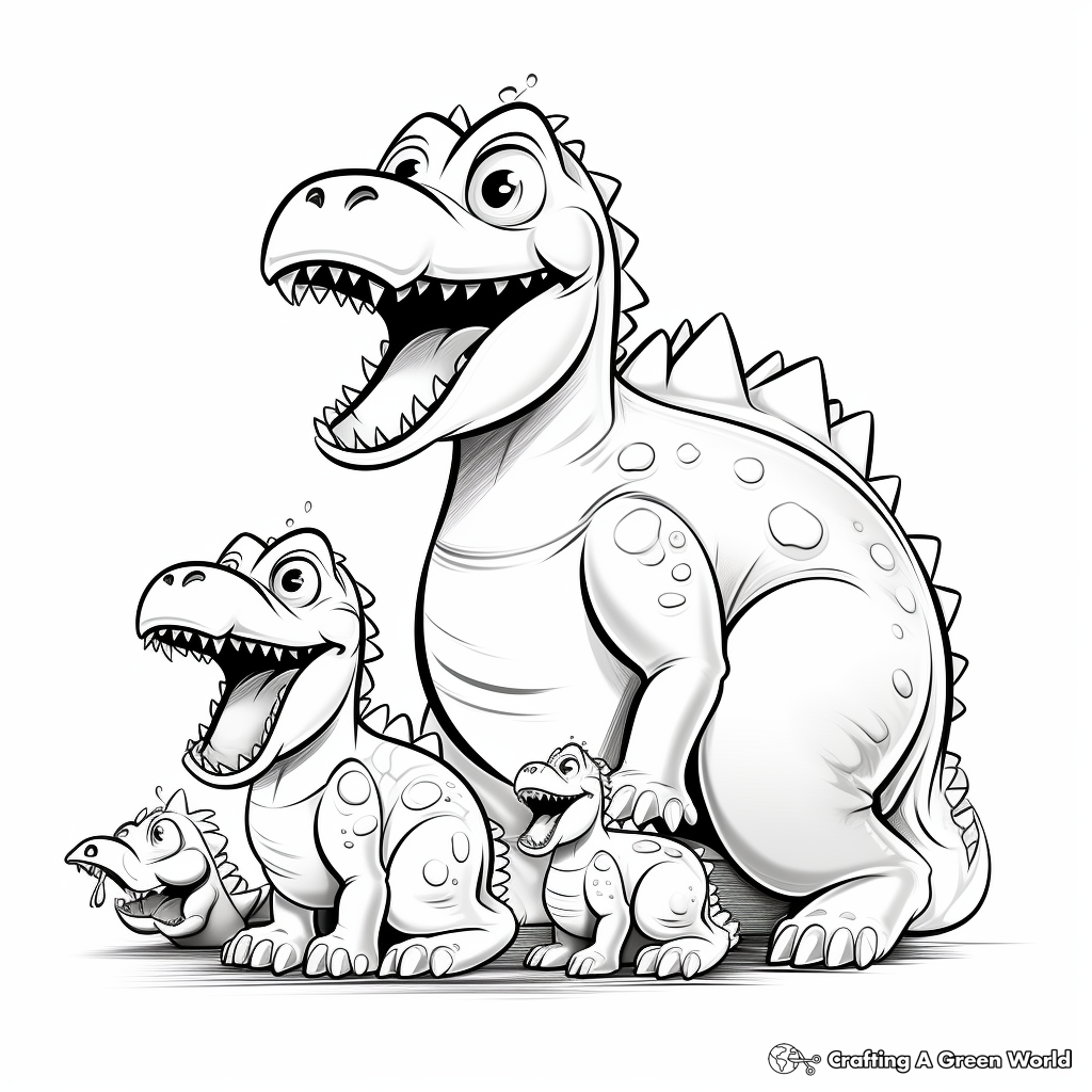 Dinosaur Family Coloring Pages: Herbivores and Carnivores 1