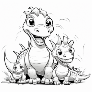 Dinosaur Family Coloring Pages: Herbivores and Carnivores 2